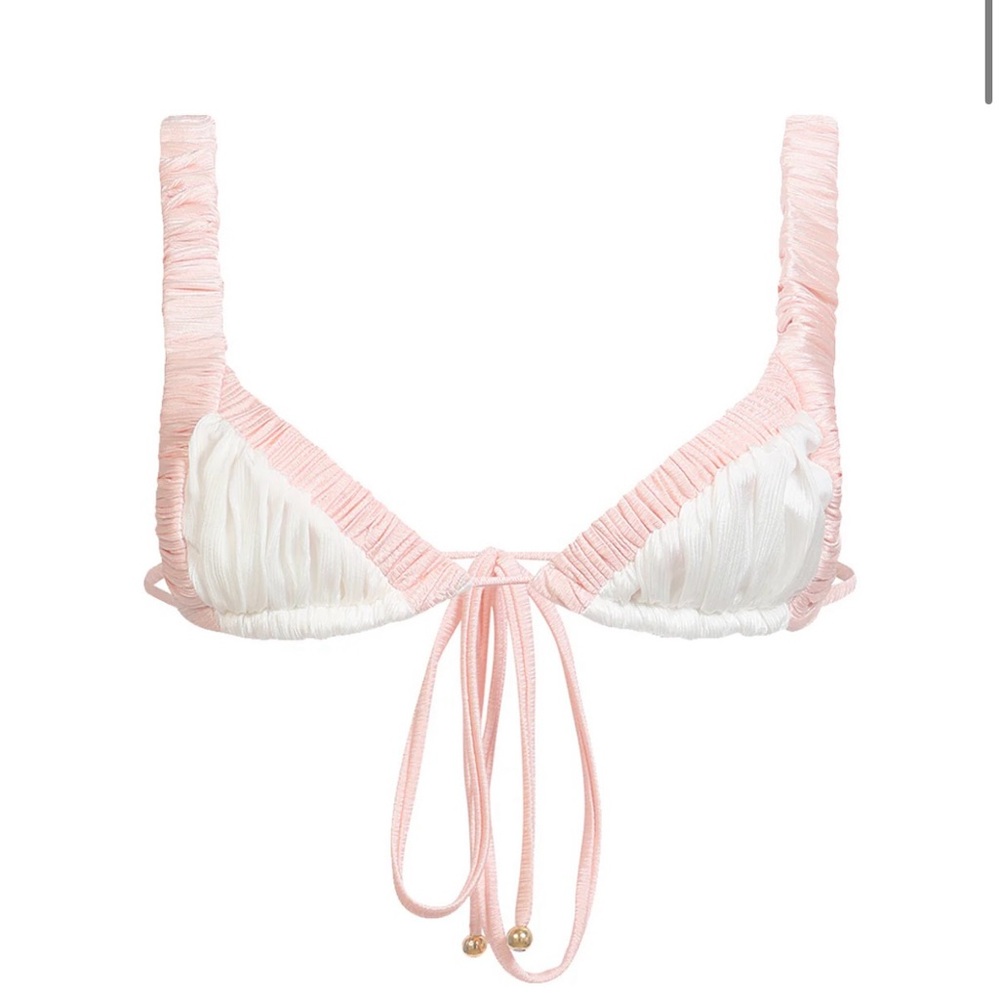 Divino Seas Ada Pink and Pearly White Bikini Top Size Medium NWOT